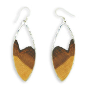 Branch and Barrel Basswood Marquise Earrings  Hand cut basswood framed in your choice of hand forged metal; Sterling Silver or 14k Gold-Fill.  Buy One Plant One - One tree planted for every Branch+Barrel piece sold!