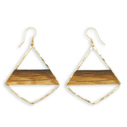 ​Branch and Barrel Designs barrel stave Striped Morrocan earrings.  Hand-cut reclaimed oak barrel stave framed with hand-forged 14k gold fill or sterling silver. Your choice of bourbon or red wine barrel.  Buy One Plant One - One Tree Planted for every Branch+Barrel piece sold!