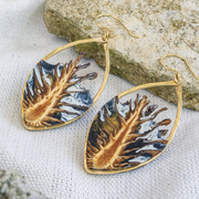 Pinecone slices paired with a hand tinted indigo in resin, framed in your choice of sterling silver or 14k gold-fill.  Buy One Plant One - One tree planted for every Branch+Barrel piece sold!
