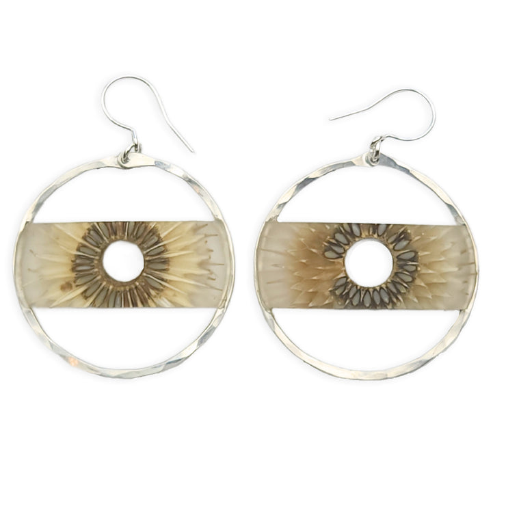 Teasel cross-section suspended in hand tinted in resin, framed in your choice of sterling silver or 14k gold-fill.  Buy One Plant One - One tree planted for every Branch+Barrel piece sold!