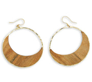 Branch and Barrel Western Maple Moon Hoop Earrings.  Hand cut Western Oregon Maple framed in your choice of hand-forged metal; Sterling Silver or 14k Gold-Fill.  Buy One Plant One - One tree planted for every Branch and Barrel piece sold.