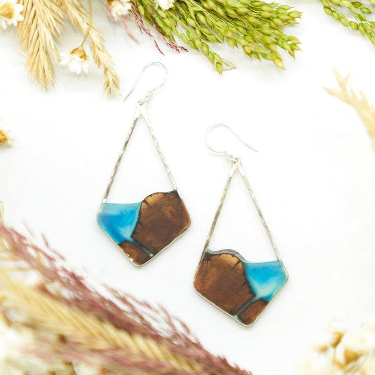 Branch+Barrel "Isla" Central Oregon Juniper Earrings  Hand cut juniper paired with a hand tinted resin, framed in your choice of Sterling Silver or 14k Gold-Fill  Buy One Plant One - One tree planted for every Branch and Barrel piece sold!