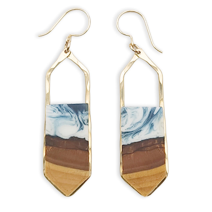 Hand-cut basswood suspended in indigo resin, framed in your choice of sterling silver or 14k gold-fill.  Buy One Plant One - One tree planted for every Branch+Barrel piece sold!