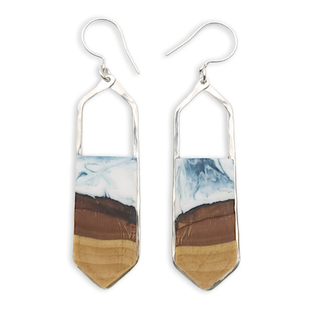 Hand-cut basswood suspended in indigo resin, framed in your choice of sterling silver or 14k gold-fill.  Buy One Plant One - One tree planted for every Branch+Barrel piece sold!