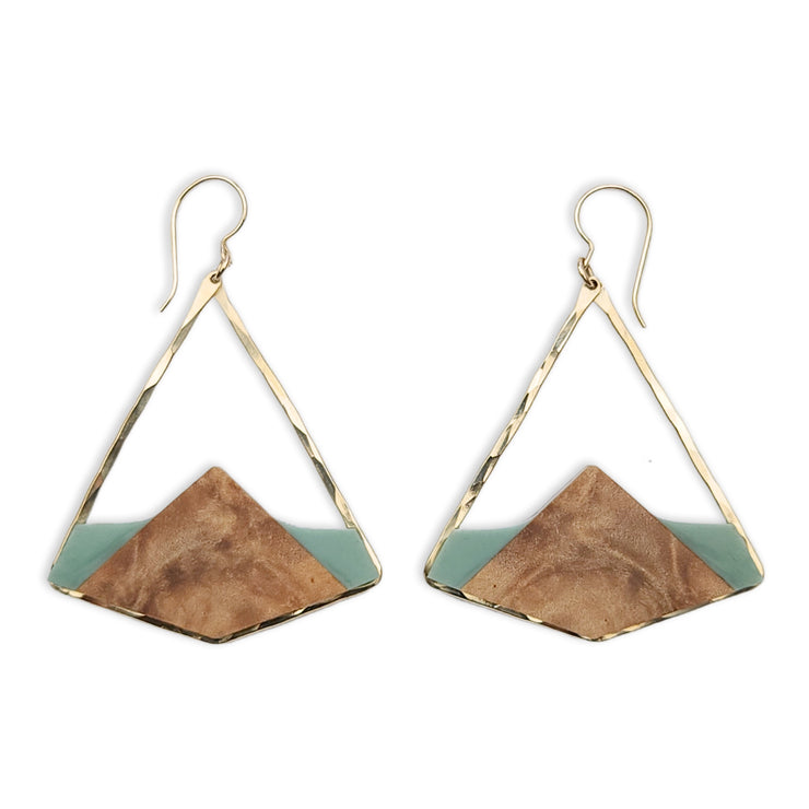 Hand-cut maple suspended in resin, framed in your choice of sterling silver or 14k gold-fill.  Buy One Plant One - One tree planted for every Branch+Barrel piece sold!