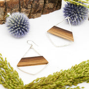 ​Branch and Barrel Designs barrel stave Striped Morrocan earrings.  Hand-cut reclaimed oak barrel stave framed with hand-forged 14k gold fill or sterling silver. Your choice of bourbon or red wine barrel.  Buy One Plant One - One Tree Planted for every Branch+Barrel piece sold!
