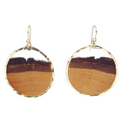 Branch and Barrel Basswood small hoop earrings.   Hand cut basswood framed in your choice of hand forged metal; 14k gold-fill or sterling silver.  Buy One Plant One - One tree planted for every Branch and Barrel piece sold!