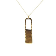 Reclaimed Oak Barrel Stave Vertical Rectangle Necklace  Your choice of bourbon or wine barrel stave framed with hand-forged 14k gold-fill or sterling silver  Buy One Plant One - One tree planted for every Branch and Barrel piece sold!