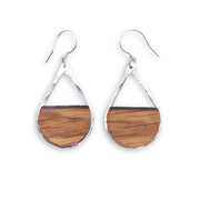 Branch+Barrel small barrel stave teardrop earrings. Reclaimed Oak Bourbon or Wine Barrel Stave framed with your choice of barrel stave and hand-Forged Sterling Silver or 14k Gold-Fill.  Buy One Plant One - One Tree Planted for every Branch+Barrel piece sold!